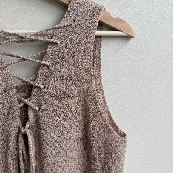 MINE Knitted Tank Top Lace Up Back - Picture 10 of 12